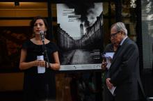 President of the ICTY Carmel Agius and History Museum of BiH director Elma Hašimbegović opening the exhibition "Targeting Monuments" in Sarajevo
